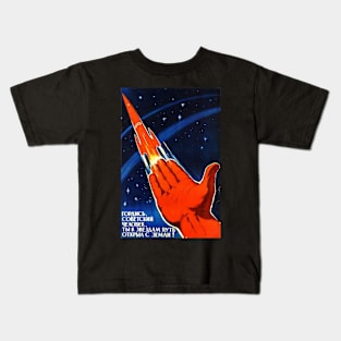 Soviet Space Propaganda Poster USSR Rocket Kids T-Shirt